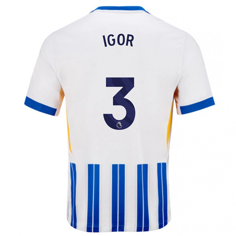 Danxen Niño Camiseta Igor #3 Blanco Azul Rayas 1ª Equipación 2024/25 La Camisa México