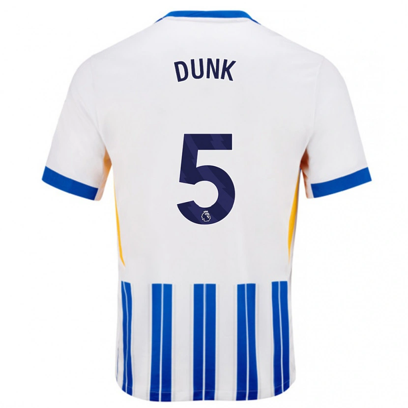 Danxen Niño Camiseta Lewis Dunk #5 Blanco Azul Rayas 1ª Equipación 2024/25 La Camisa México