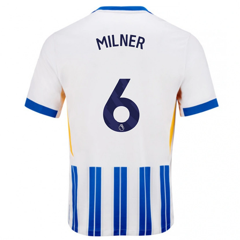 Danxen Niño Camiseta James Milner #6 Blanco Azul Rayas 1ª Equipación 2024/25 La Camisa México