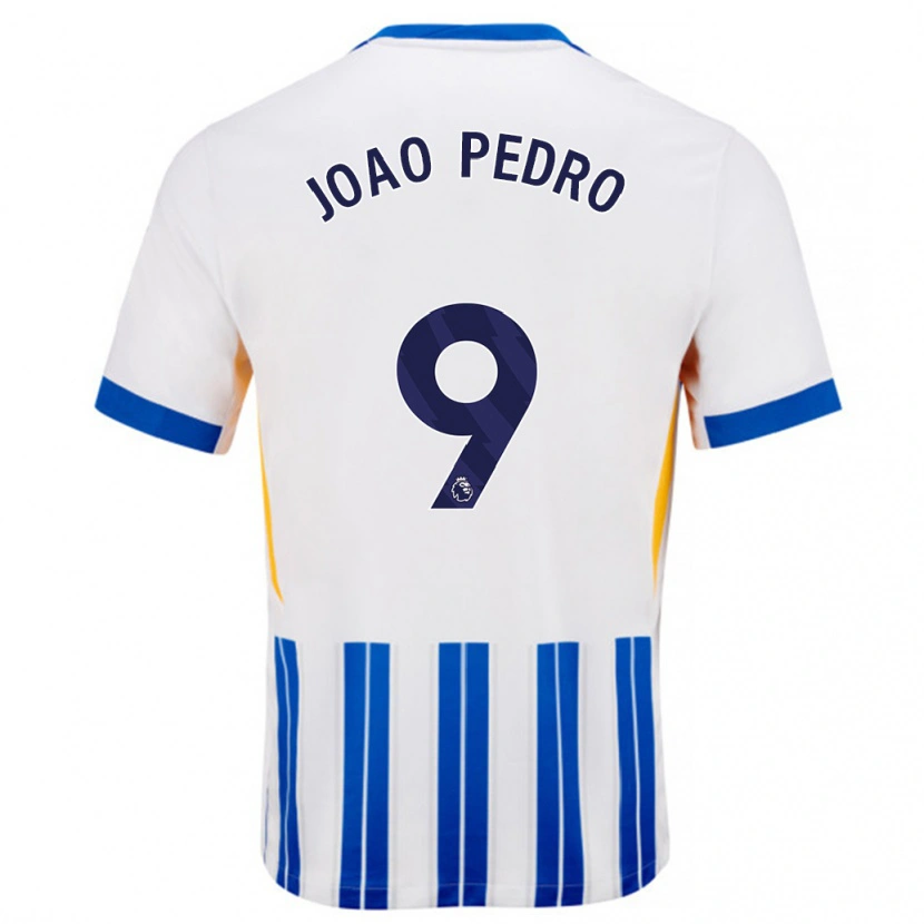 Danxen Niño Camiseta João Pedro #9 Blanco Azul Rayas 1ª Equipación 2024/25 La Camisa México