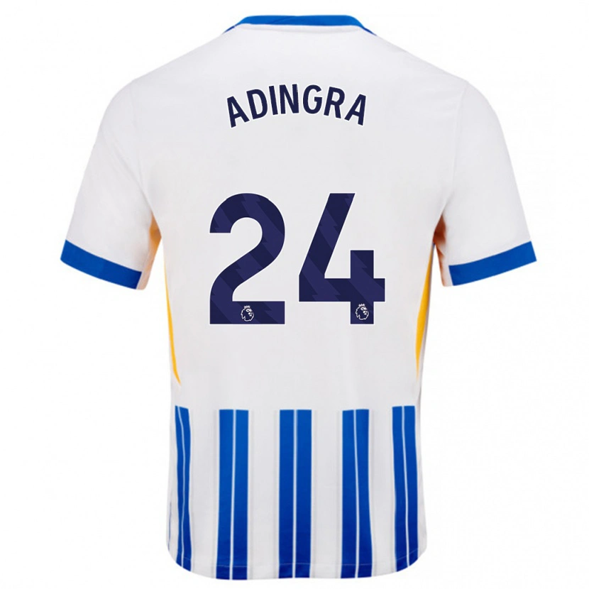 Danxen Niño Camiseta Simon Adingra #24 Blanco Azul Rayas 1ª Equipación 2024/25 La Camisa México