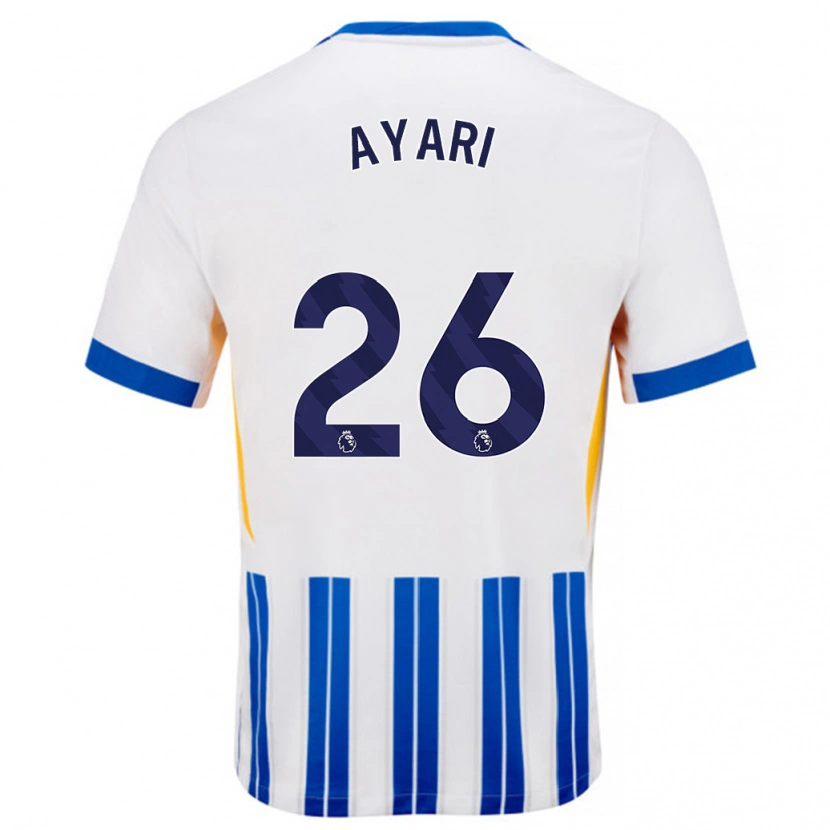 Danxen Niño Camiseta Yasin Ayari #26 Blanco Azul Rayas 1ª Equipación 2024/25 La Camisa México