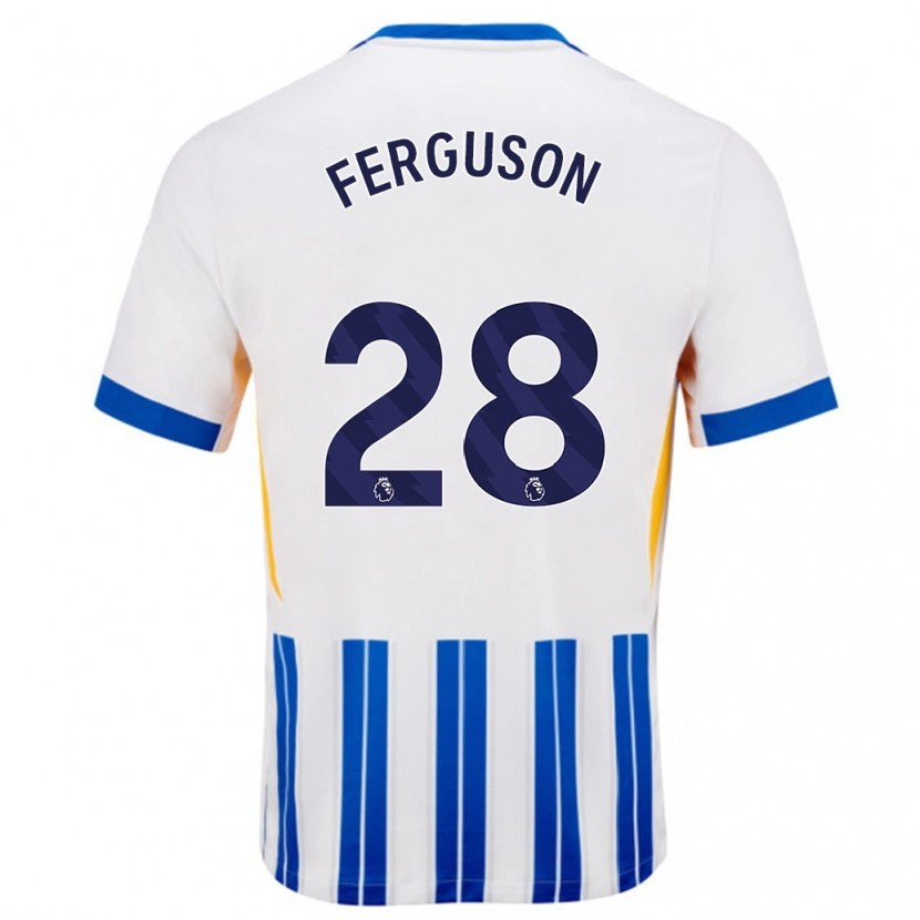 Danxen Niño Camiseta Evan Ferguson #28 Blanco Azul Rayas 1ª Equipación 2024/25 La Camisa México