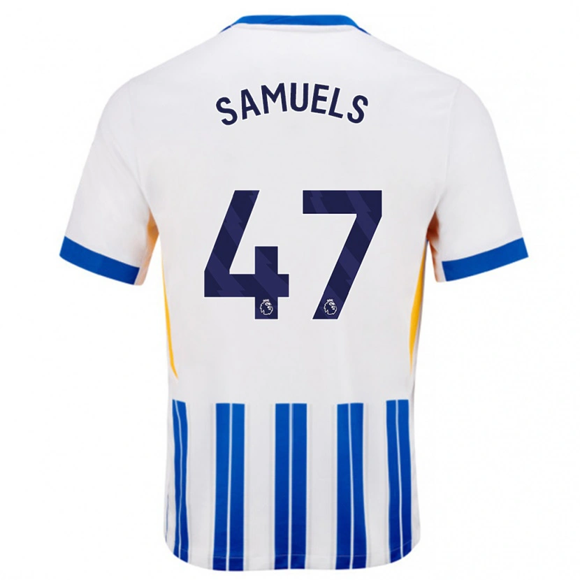 Danxen Niño Camiseta Imari Samuels #47 Blanco Azul Rayas 1ª Equipación 2024/25 La Camisa México