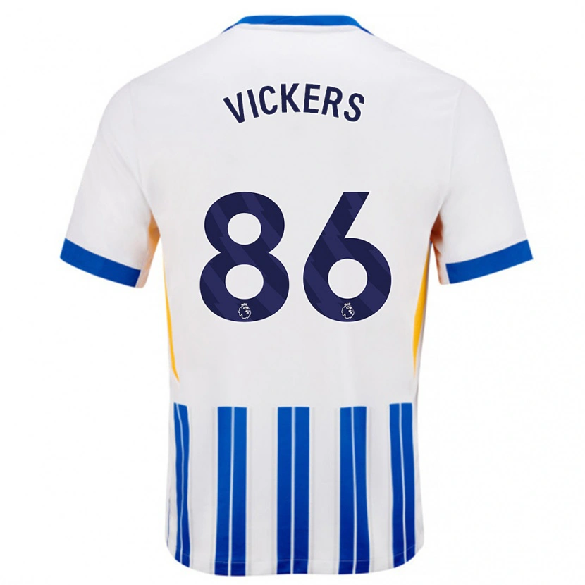 Danxen Niño Camiseta Jacob Vickers #86 Blanco Azul Rayas 1ª Equipación 2024/25 La Camisa México