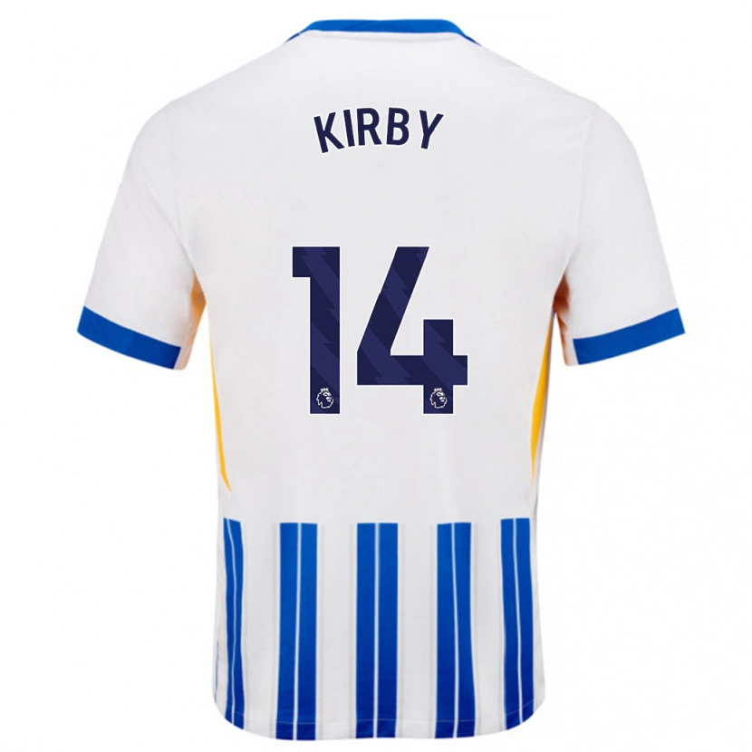 Danxen Niño Camiseta Fran Kirby #14 Blanco Azul Rayas 1ª Equipación 2024/25 La Camisa México