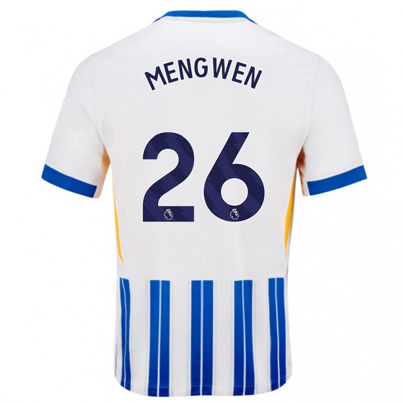 Danxen Niño Camiseta Li Mengwen #26 Blanco Azul Rayas 1ª Equipación 2024/25 La Camisa México
