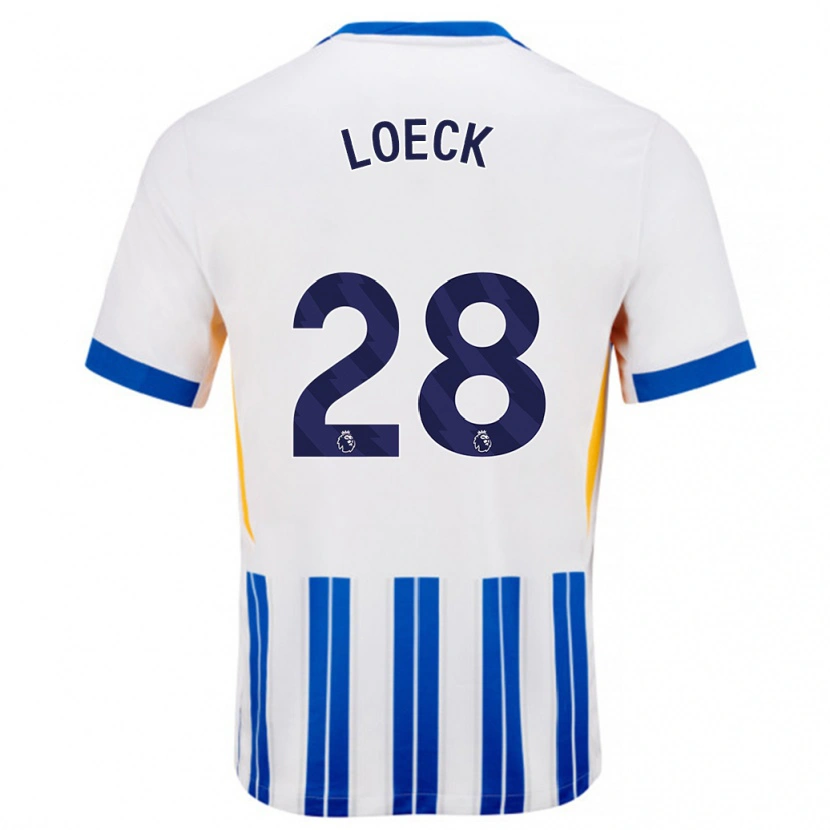 Danxen Niño Camiseta Melina Loeck #28 Blanco Azul Rayas 1ª Equipación 2024/25 La Camisa México