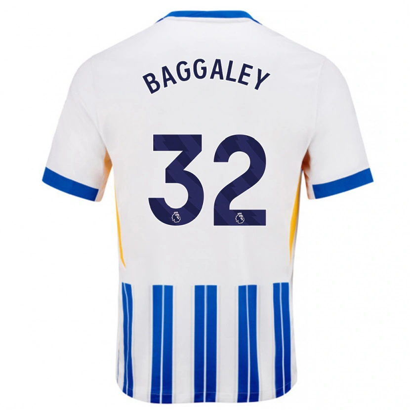Danxen Niño Camiseta Sophie Baggaley #32 Blanco Azul Rayas 1ª Equipación 2024/25 La Camisa México
