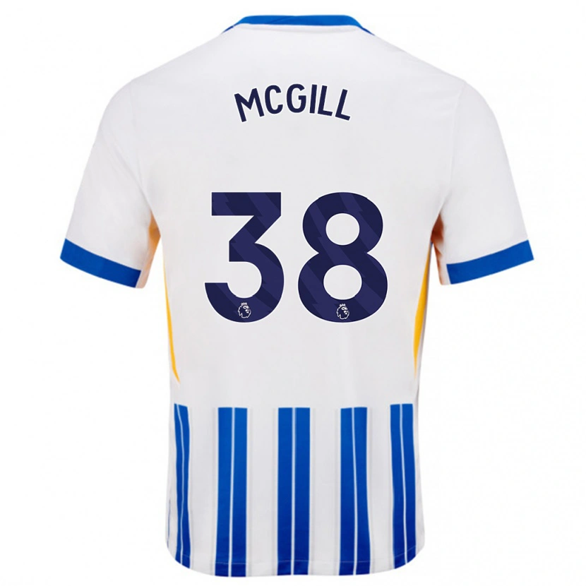 Danxen Niño Camiseta Tom Mcgill #38 Blanco Azul Rayas 1ª Equipación 2024/25 La Camisa México