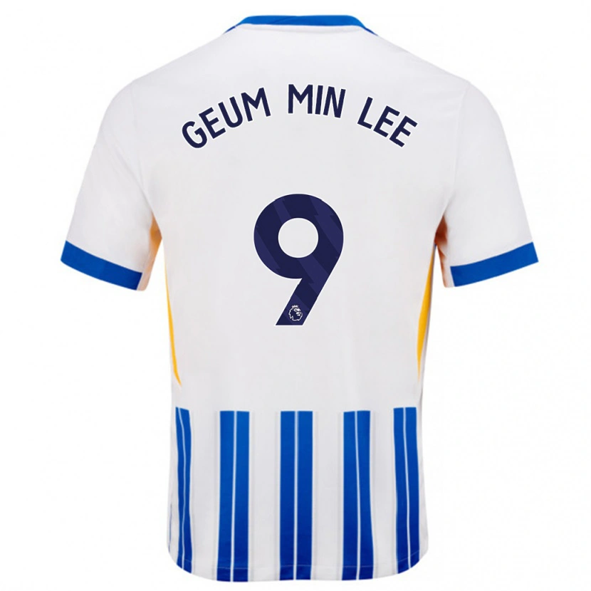 Danxen Niño Camiseta Lee Geum-Min #9 Blanco Azul Rayas 1ª Equipación 2024/25 La Camisa México