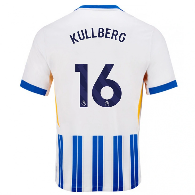 Danxen Niño Camiseta Emma Nanny Charlotte Kullberg #16 Blanco Azul Rayas 1ª Equipación 2024/25 La Camisa México