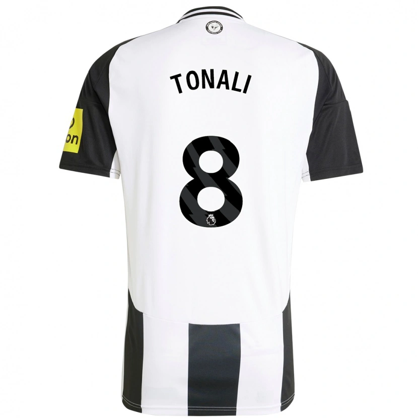 Danxen Niño Camiseta Sandro Tonali #8 Blanco Negro 1ª Equipación 2024/25 La Camisa México