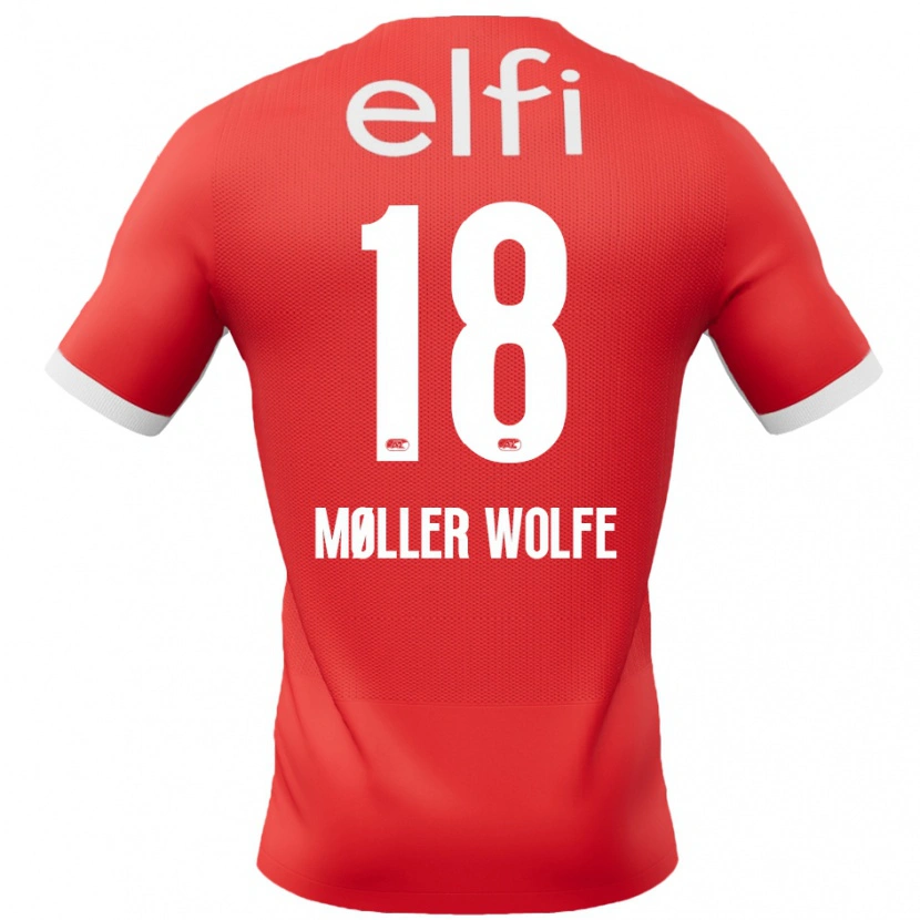 Danxen Niño Camiseta David Møller Wolfe #18 Rojo Blanco 1ª Equipación 2024/25 La Camisa México
