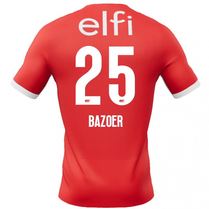 Danxen Niño Camiseta Riechedly Bazoer #25 Rojo Blanco 1ª Equipación 2024/25 La Camisa México