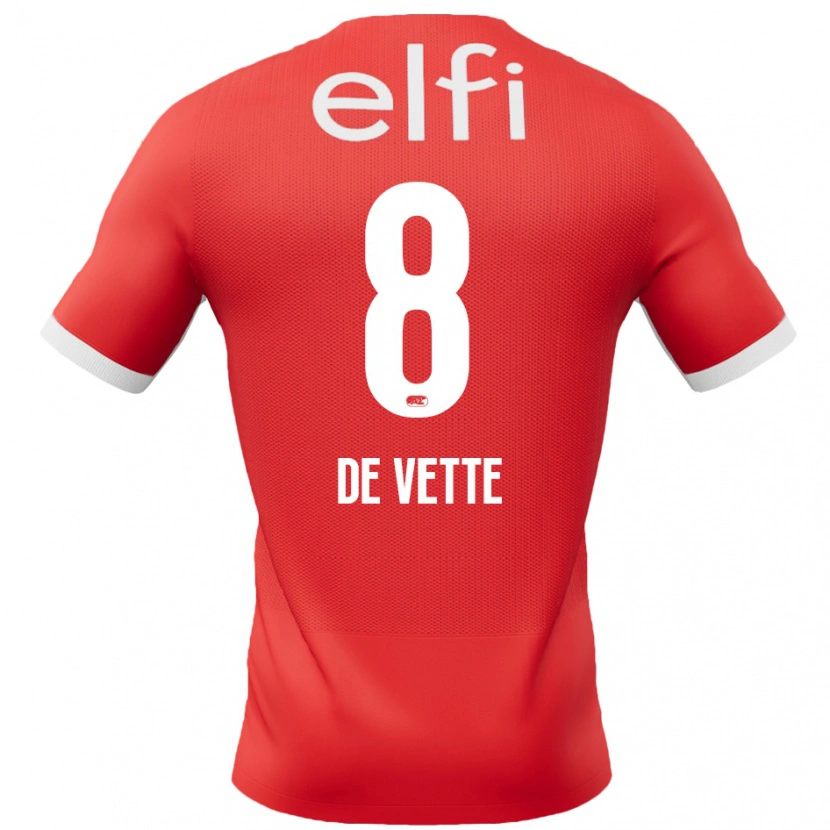 Danxen Niño Camiseta Manique De Vette #8 Rojo Blanco 1ª Equipación 2024/25 La Camisa México