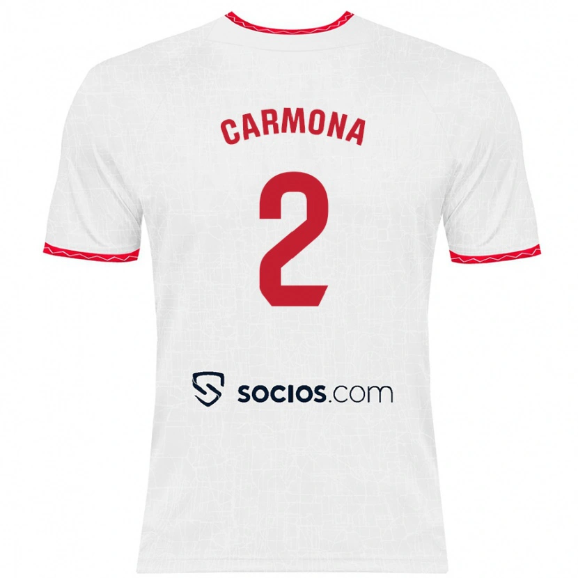 Danxen Niño Camiseta José Ángel Carmona #2 Blanco Rojo 1ª Equipación 2024/25 La Camisa México