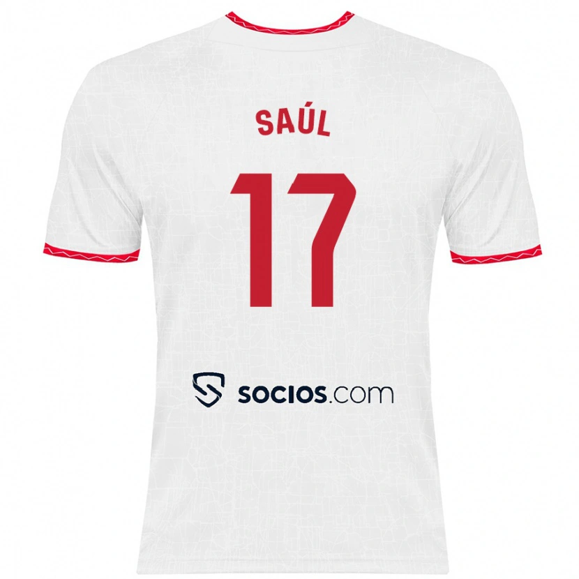 Danxen Niño Camiseta Saúl Ñíguez #17 Blanco Rojo 1ª Equipación 2024/25 La Camisa México