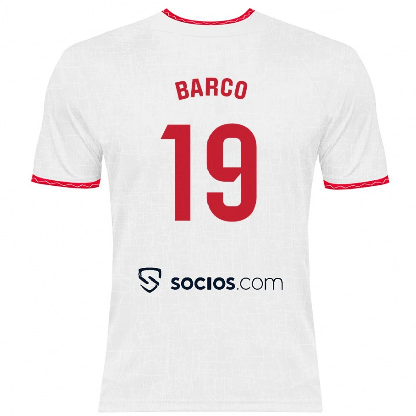 Danxen Niño Camiseta Valentín Barco #19 Blanco Rojo 1ª Equipación 2024/25 La Camisa México