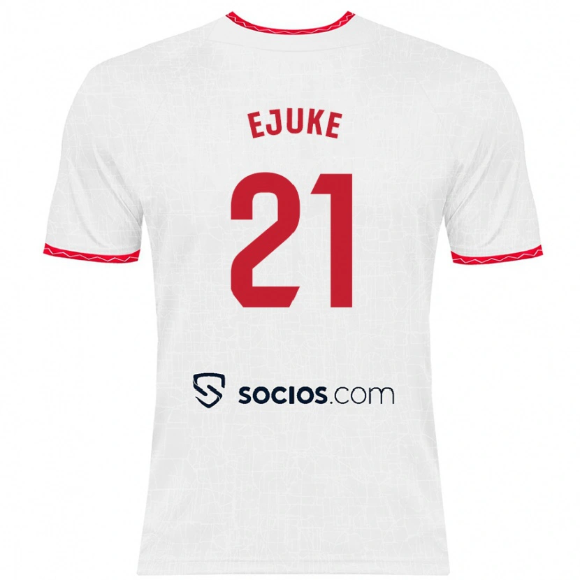 Danxen Niño Camiseta Chidera Ejuke #21 Blanco Rojo 1ª Equipación 2024/25 La Camisa México