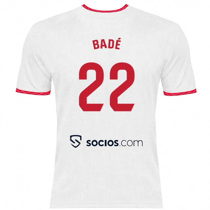 Danxen Niño Camiseta Loïc Badé #22 Blanco Rojo 1ª Equipación 2024/25 La Camisa México