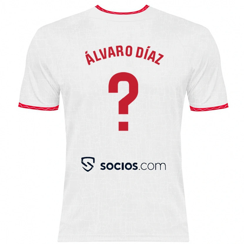 Danxen Niño Camiseta Álvaro Díaz #0 Blanco Rojo 1ª Equipación 2024/25 La Camisa México