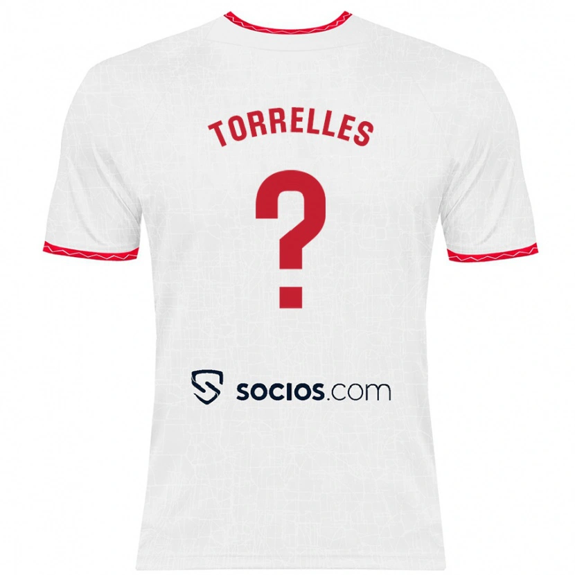 Danxen Niño Camiseta Genís Torrelles #0 Blanco Rojo 1ª Equipación 2024/25 La Camisa México