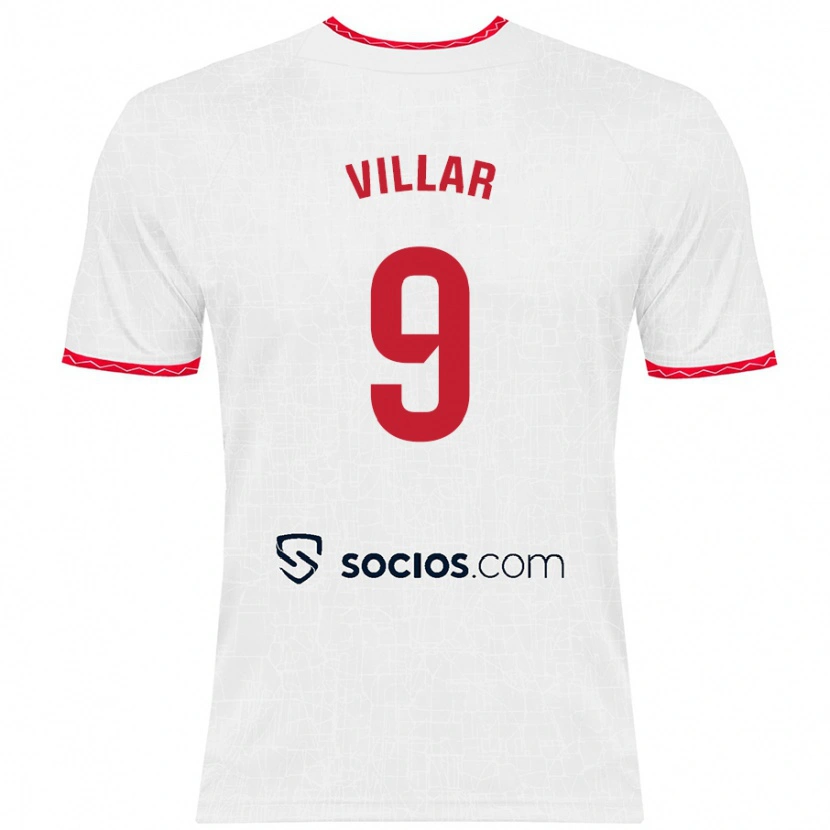 Danxen Niño Camiseta Iker Villar #9 Blanco Rojo 1ª Equipación 2024/25 La Camisa México