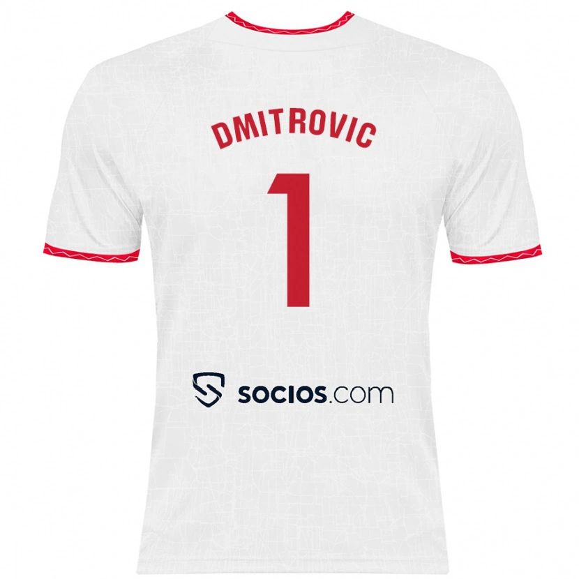 Danxen Niño Camiseta Marko Dmitrović #1 Blanco Rojo 1ª Equipación 2024/25 La Camisa México