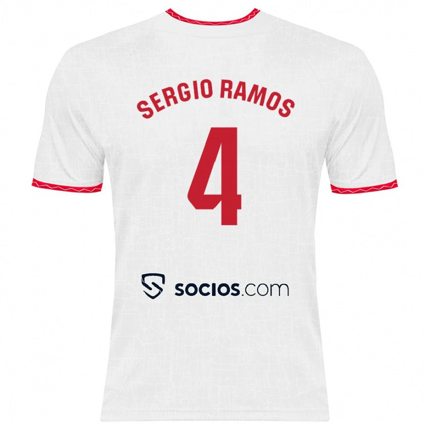 Danxen Niño Camiseta Sergio Ramos #4 Blanco Rojo 1ª Equipación 2024/25 La Camisa México