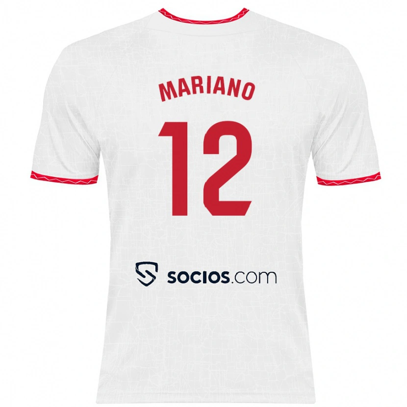 Danxen Niño Camiseta Mariano Díaz #12 Blanco Rojo 1ª Equipación 2024/25 La Camisa México