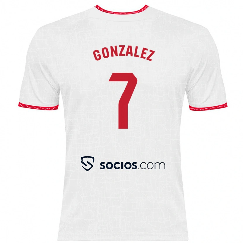 Danxen Niño Camiseta Juan González #7 Blanco Rojo 1ª Equipación 2024/25 La Camisa México