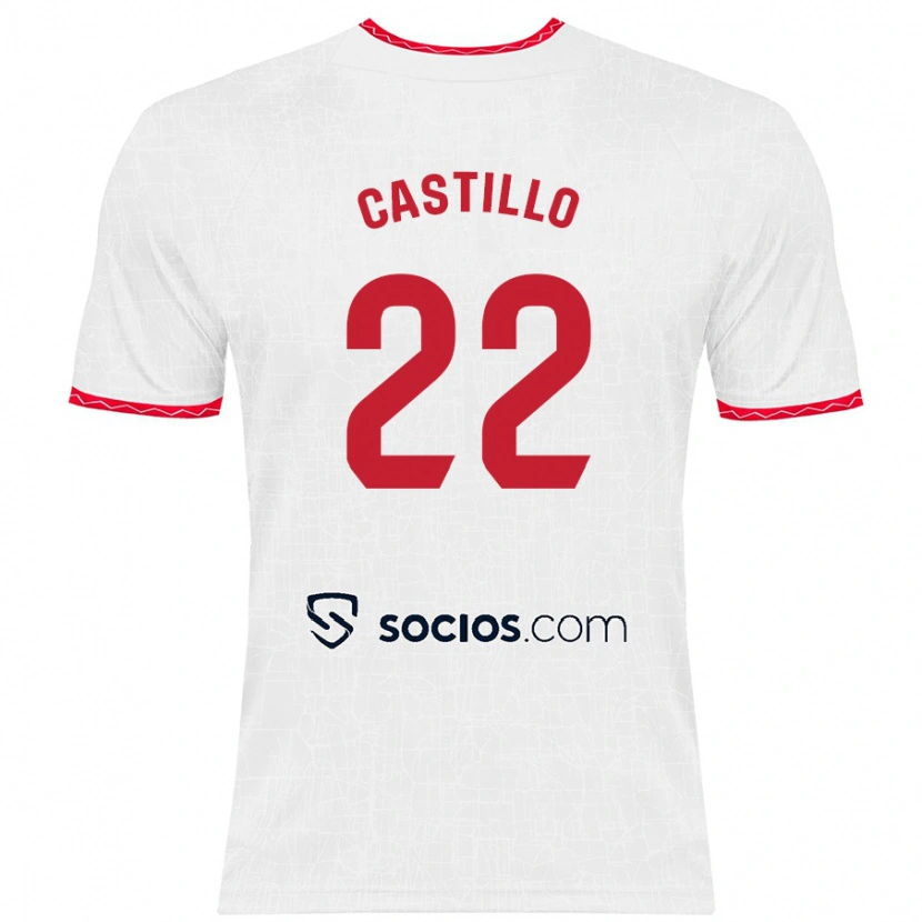 Danxen Niño Camiseta José Castillo #22 Blanco Rojo 1ª Equipación 2024/25 La Camisa México