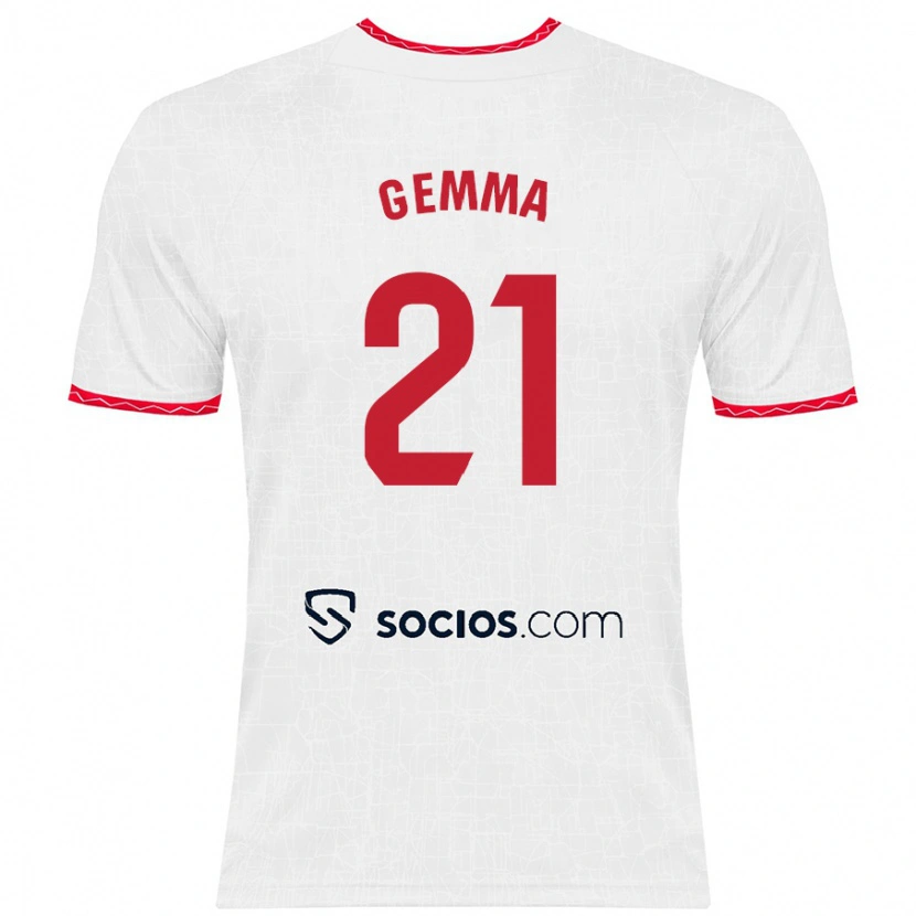 Danxen Niño Camiseta Gemma Gili Giner #21 Blanco Rojo 1ª Equipación 2024/25 La Camisa México