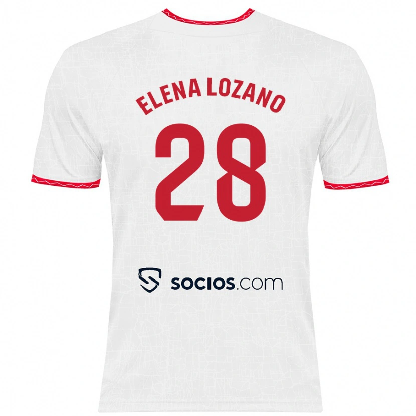 Danxen Niño Camiseta Elena Lozano Gallego #28 Blanco Rojo 1ª Equipación 2024/25 La Camisa México