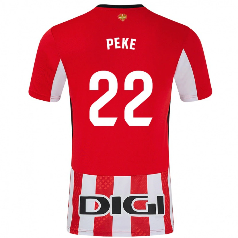Danxen Niño Camiseta Ainize Barea Nuñez #22 Rojo Blanco 1ª Equipación 2024/25 La Camisa México