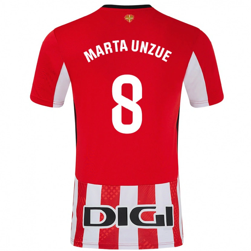 Danxen Niño Camiseta Marta Unzué Urdániz #8 Rojo Blanco 1ª Equipación 2024/25 La Camisa México