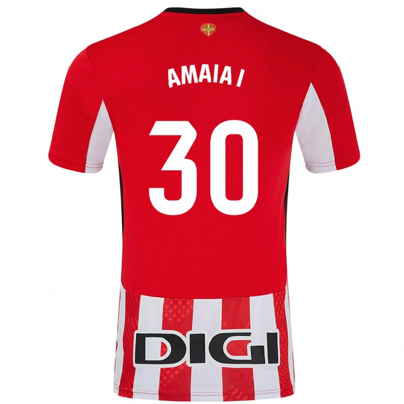 Danxen Niño Camiseta Amaia Iribarren Arteta #30 Rojo Blanco 1ª Equipación 2024/25 La Camisa México