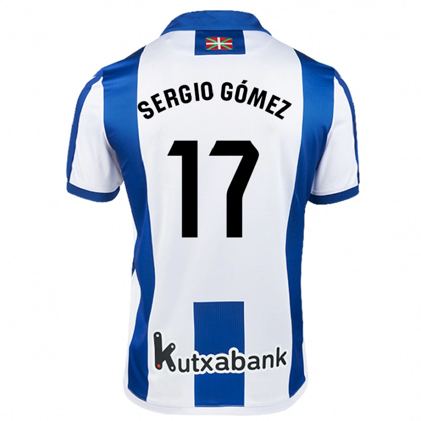 Danxen Niño Camiseta Sergio Gómez #17 Blanco Azul 1ª Equipación 2024/25 La Camisa México