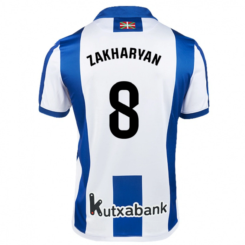 Danxen Niño Camiseta Arsen Zakharyan #8 Blanco Azul 1ª Equipación 2024/25 La Camisa México