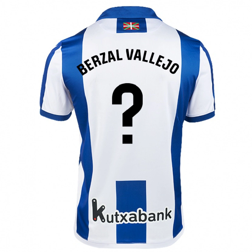 Danxen Niño Camiseta Asier Berzal #0 Blanco Azul 1ª Equipación 2024/25 La Camisa México