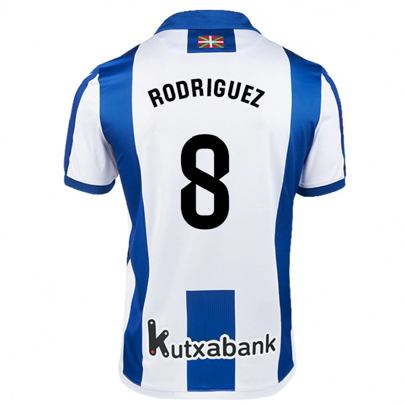 Danxen Niño Camiseta Mikel Rodriguez #8 Blanco Azul 1ª Equipación 2024/25 La Camisa México