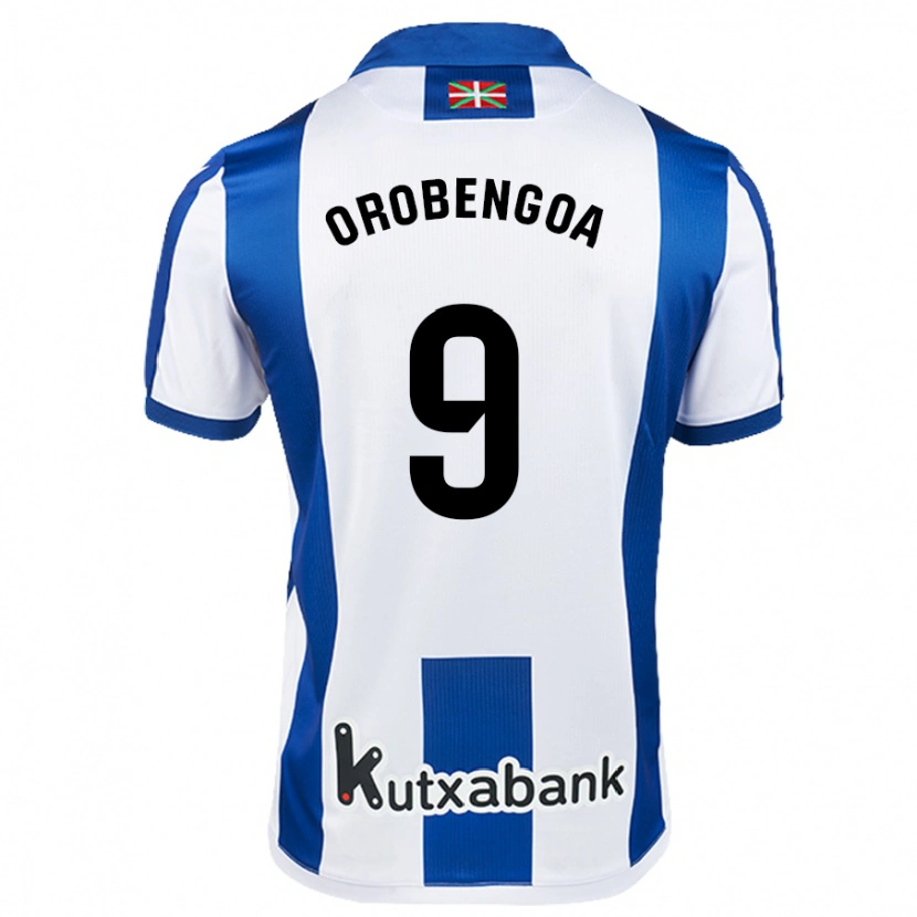 Danxen Niño Camiseta Ekain Orobengoa #9 Blanco Azul 1ª Equipación 2024/25 La Camisa México