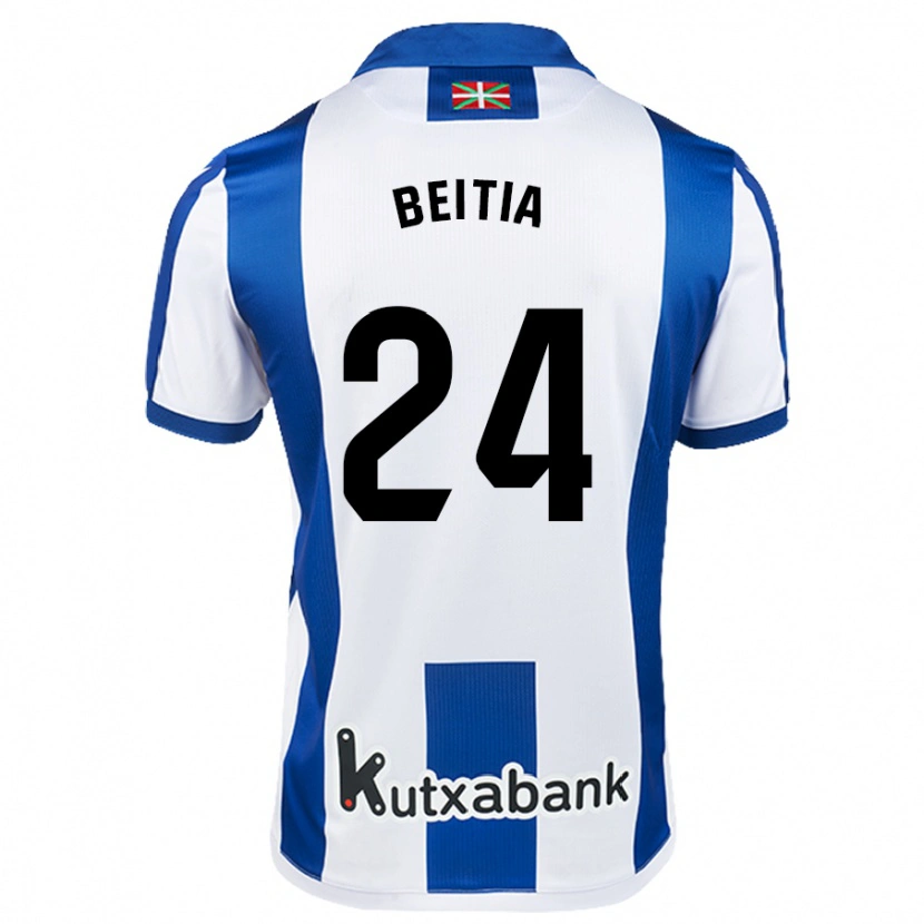 Danxen Niño Camiseta Luken Beitia #24 Blanco Azul 1ª Equipación 2024/25 La Camisa México
