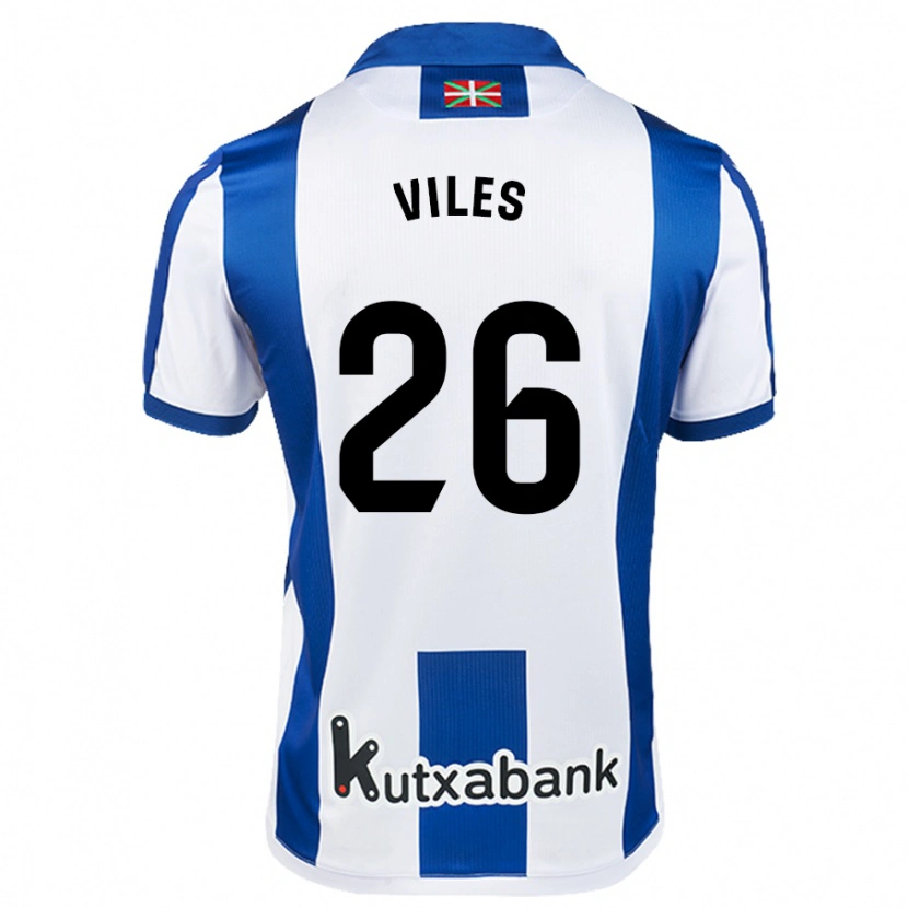 Danxen Niño Camiseta Elene Viles #26 Blanco Azul 1ª Equipación 2024/25 La Camisa México