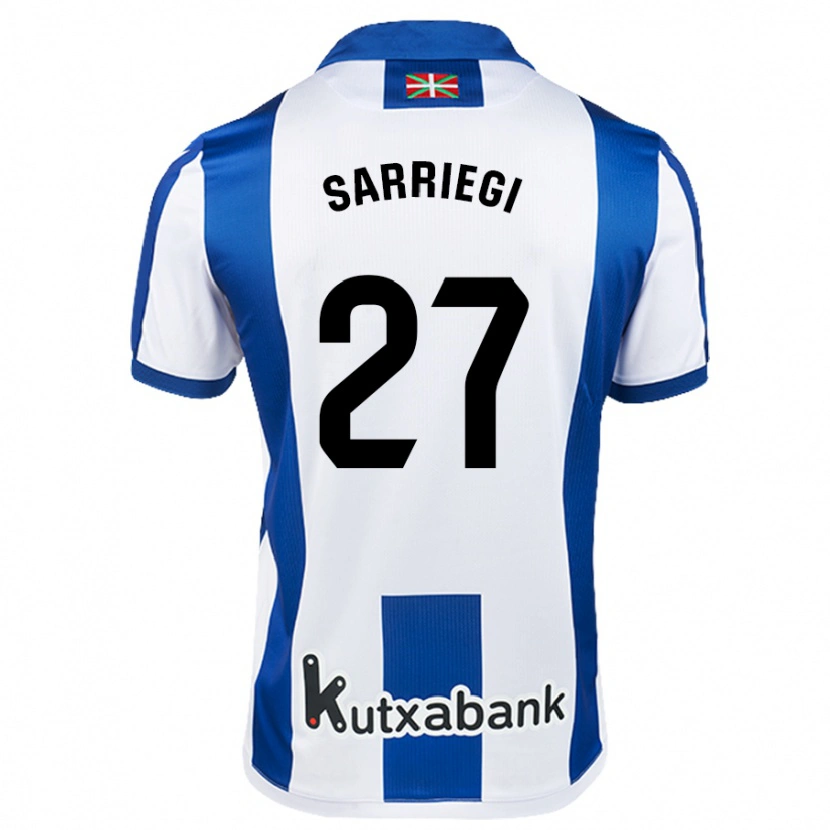 Danxen Niño Camiseta Nora Sarriegi #27 Blanco Azul 1ª Equipación 2024/25 La Camisa México