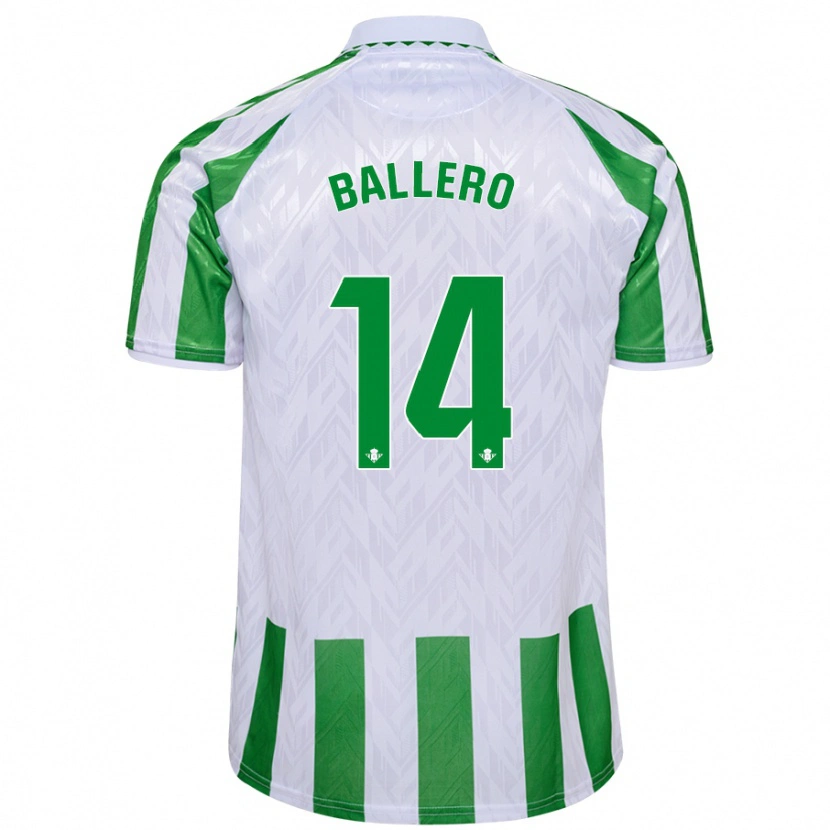 Danxen Niño Camiseta Sander Ballero #14 Verde Rayas Blancas 1ª Equipación 2024/25 La Camisa México