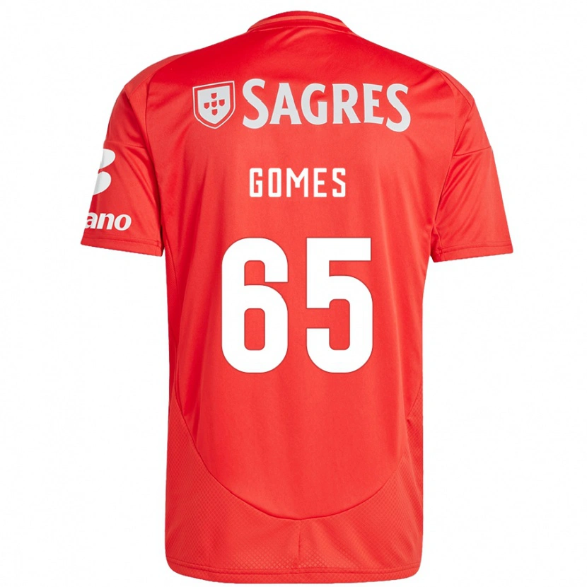 Danxen Niño Camiseta André Gomes #65 Rojo Blanco 1ª Equipación 2024/25 La Camisa México