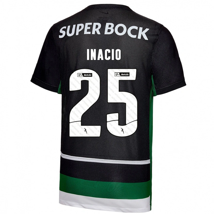 Danxen Niño Camiseta Gonçalo Inácio #25 Negro Blanco Verde 1ª Equipación 2024/25 La Camisa México