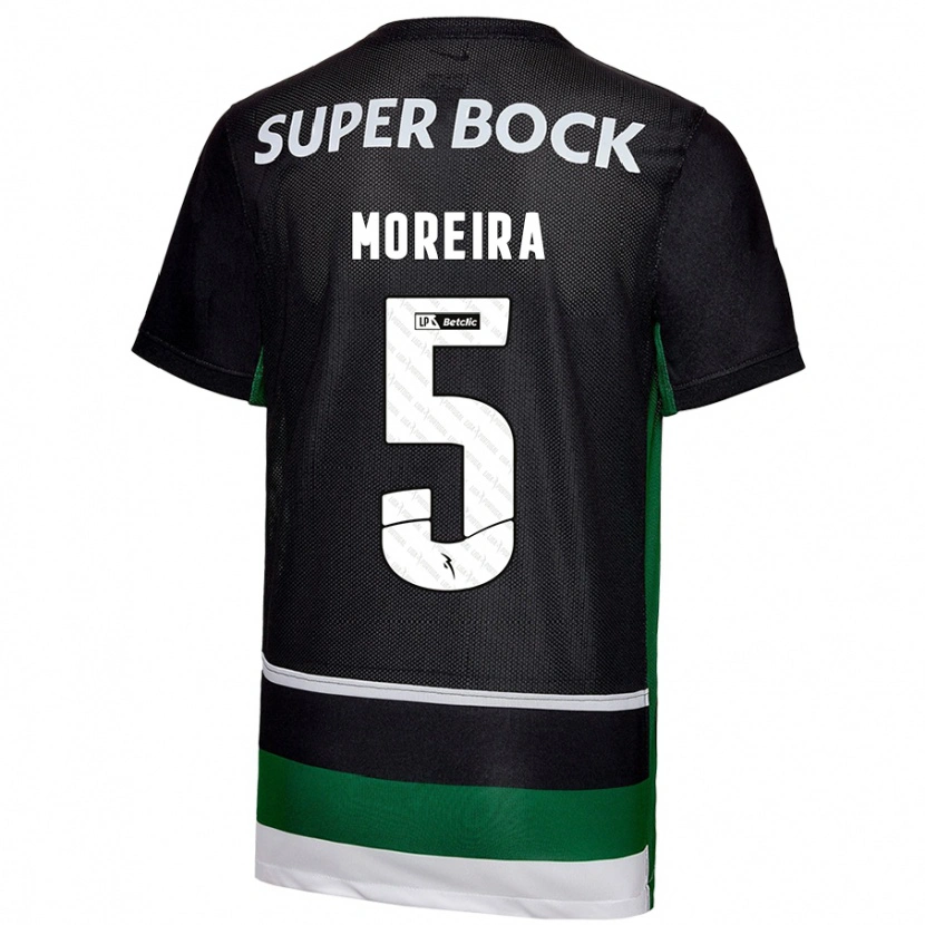 Danxen Niño Camiseta David Moreira #5 Negro Blanco Verde 1ª Equipación 2024/25 La Camisa México